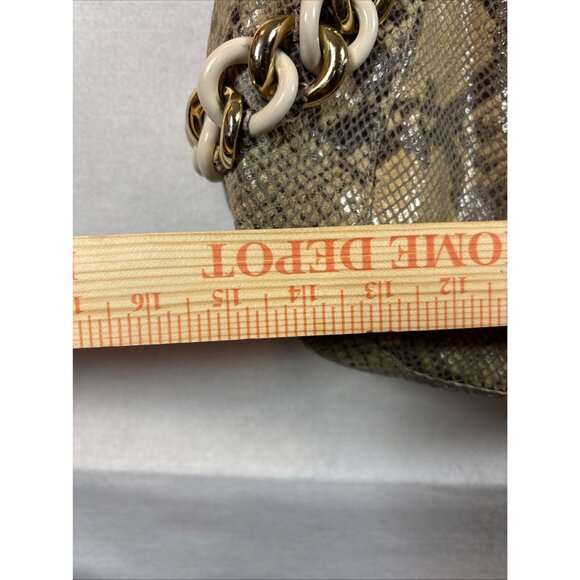 Michael Kors Large Python Embossed Leather Hobo Bag With Chain Strap - Picture 7 of 16